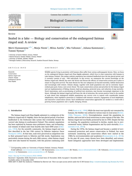 Biology and Conservation of the Endangered Saimaa Ringed Seal: a Review