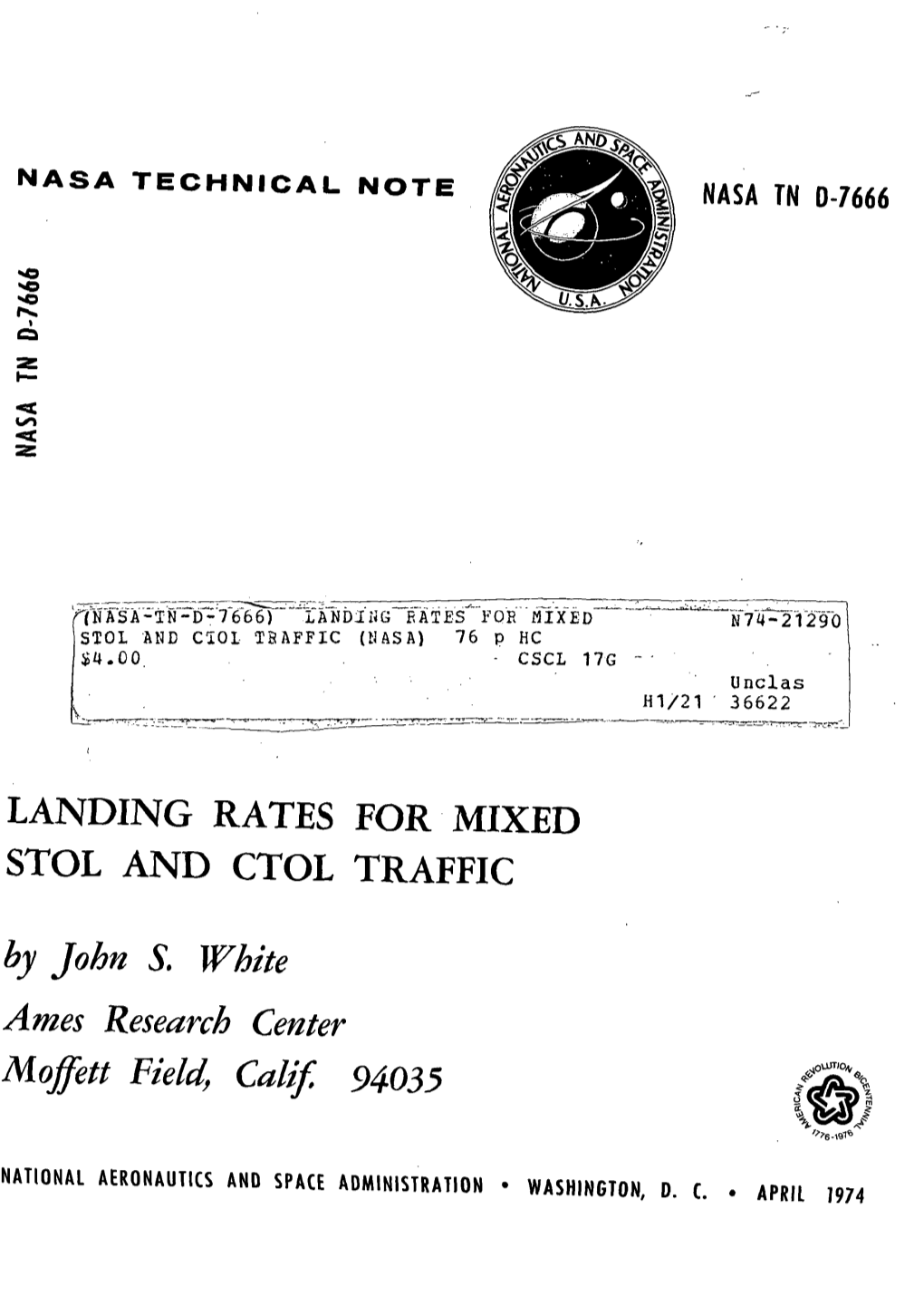 LANDING RATES for MIXED STOL and CTOL TRAFFIC by John S