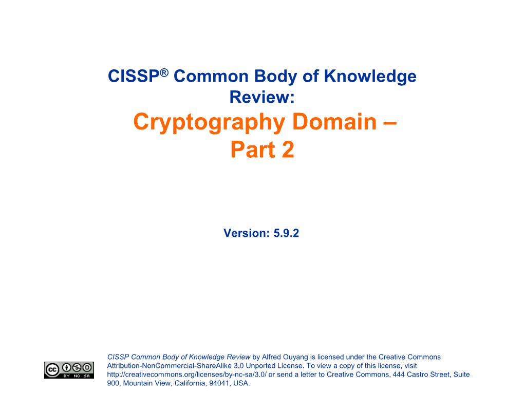 Cryptography Domain – Part 2