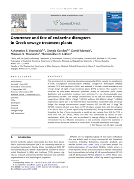 Occurrence and Fate of Endocrine Disrupters in Greek Sewage Treatment Plants