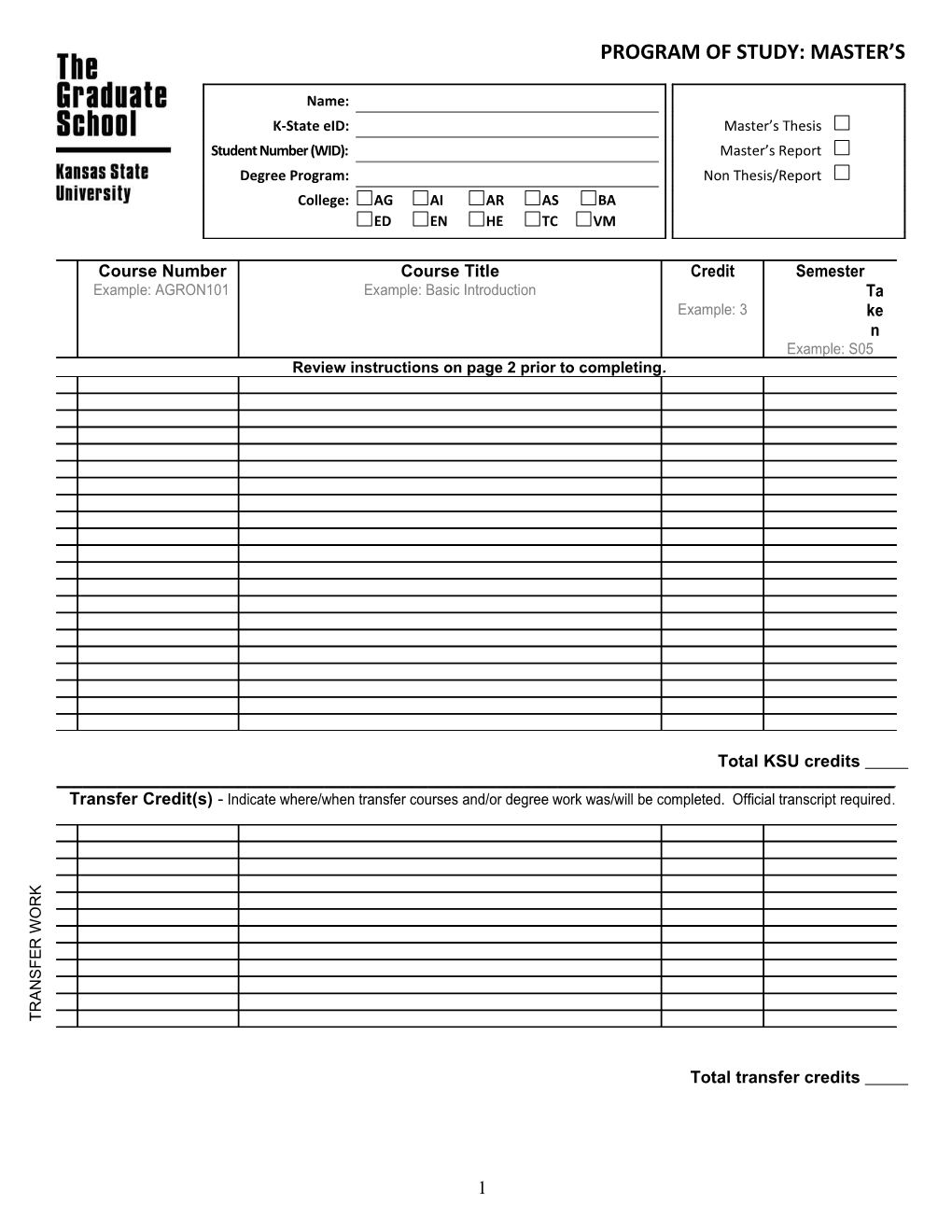 Review Instructions on Page 2 Prior to Completing