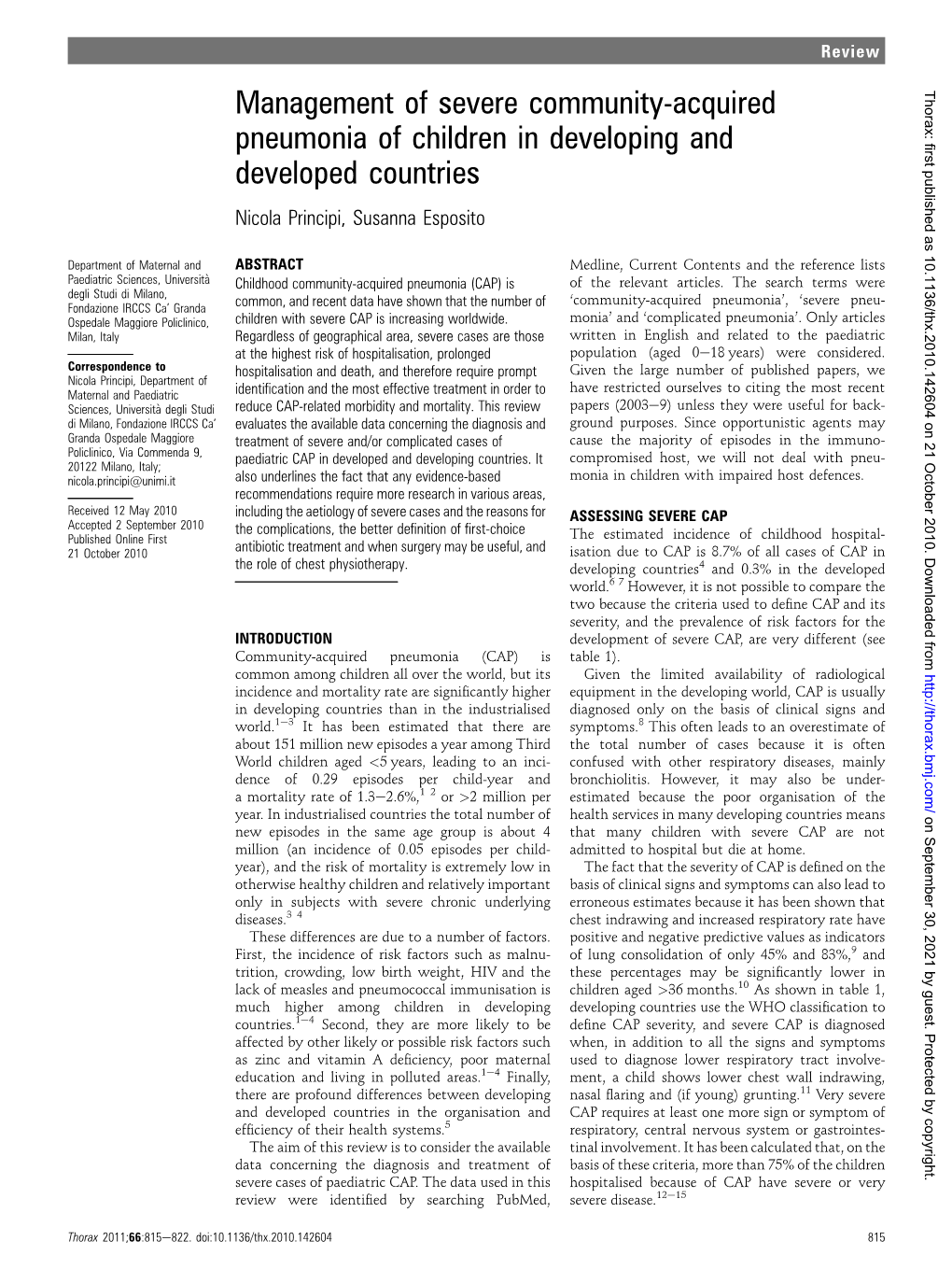 Management of Severe Community-Acquired Pneumonia Of