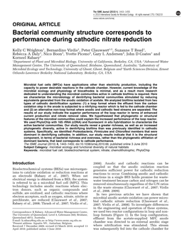 Bacterial Community Structure Corresponds to Performance During Cathodic Nitrate Reduction