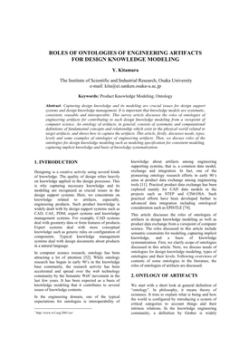 Roles of Ontologies of Engineering Artifacts for Design Knowledge Modeling