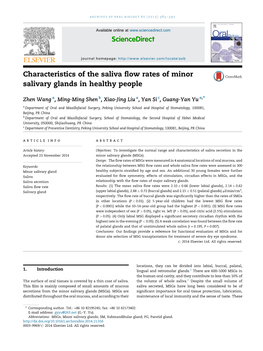Characteristics of the Saliva Flow Rates of Minor Salivary Glands in Healthy