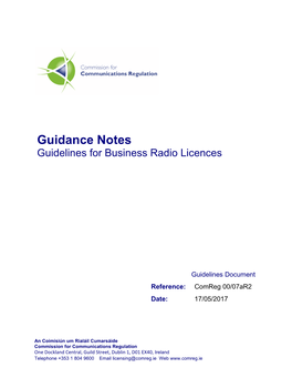 Guidance Notes Guidelines for Business Radio Licences