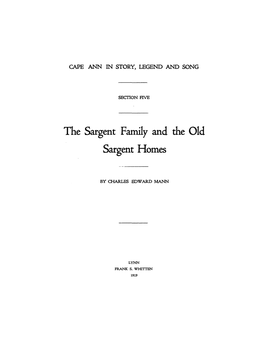 The Sargent Family and the Old Sargent Homes