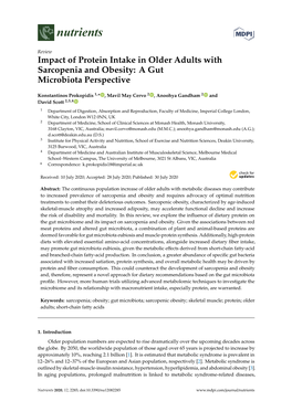 Impact of Protein Intake in Older Adults with Sarcopenia and Obesity: a Gut Microbiota Perspective