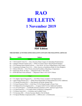 RAO BULLETIN 1 November 2019
