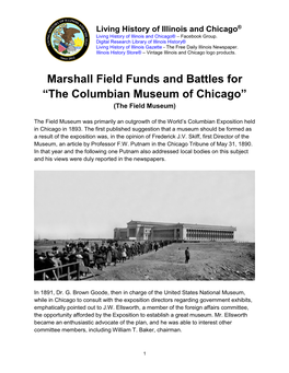 Marshall Field Funds and Battles for the Columbian Museum of Chicago