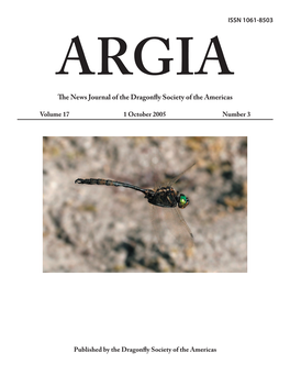 Argiathe News Journal of the Dragonﬂy Society of the Americas Volume 17 1 October 2005 Number 3