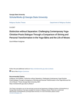 Distinction Without Separation: Challenging Contemporary Yoga-Christian Praxis Dialogue Through a Comparison of Striving and Personal