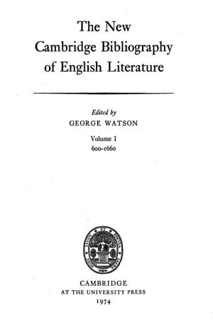 The New Cambridge Bibliography of English Literature
