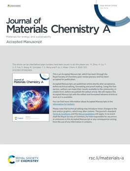 Materials Chemistry a Materials for Energy and Sustainability Accepted Manuscript