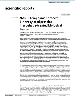 NADPH Diaphorase Detects S-Nitrosylated Proteins in Aldehyde-Treated Biological Tissues