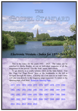 Gospel Standard Index 1971-2015