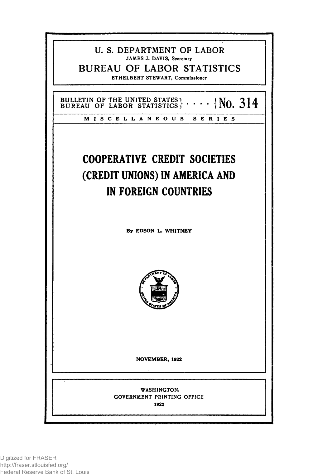 Cooperative Credit Societies (Credit Unions) in America and in Foreign Countries