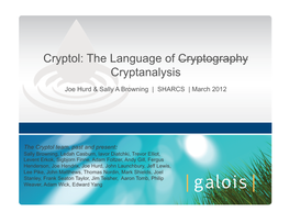 Cryptol: the Language of Cryptography Cryptanalysis
