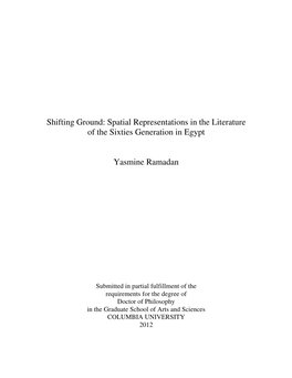 Spatial Representations in the Literature of the Sixties Generation in Egypt