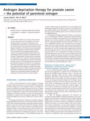 Androgen Deprivation Therapy for Prostate Cancer – the Potential of Parenteral Estrogen Jeremy Ockrim1, Paul D