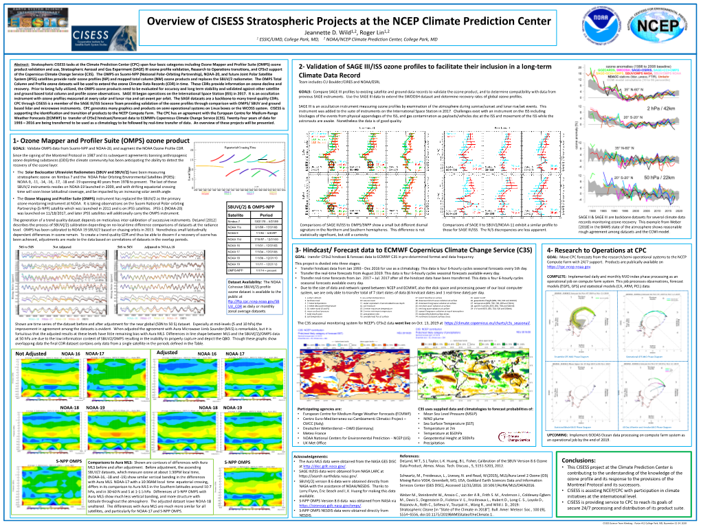 Overview of CISESS Stratospheric Projects at the NCEP Climate Prediction Center Jeannette D