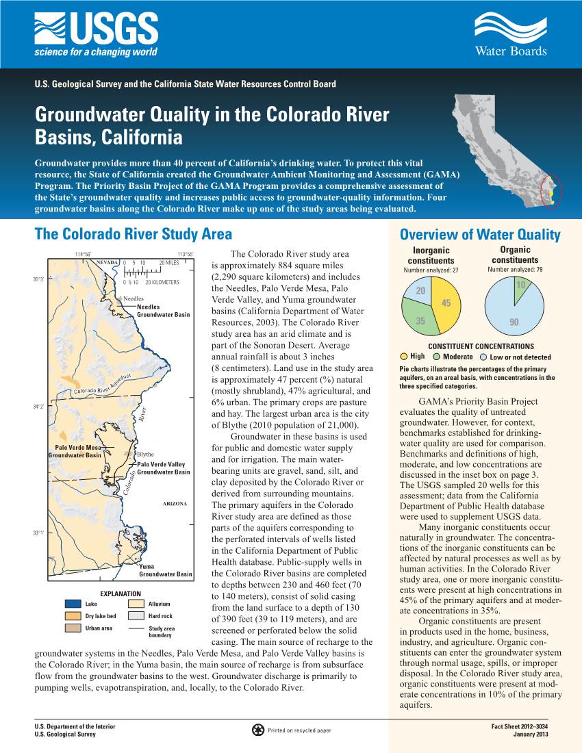 Groundwater Quality in the Colorado River Basins, California