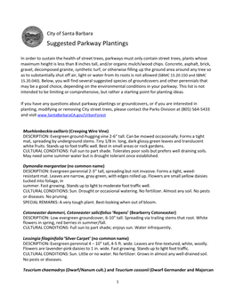 Suggested Parkway Plantings