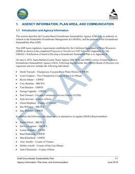 1. Agency Information, Plan Area, and Communication