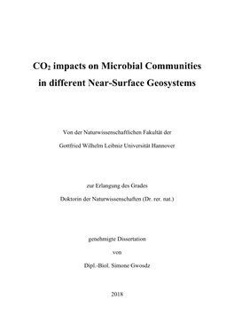 CO2 Impacts on Microbial Communities in Different Near-Surface Geosystems