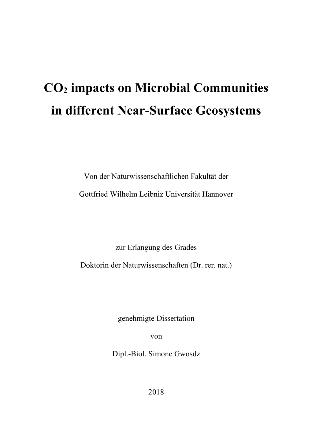 CO2 Impacts on Microbial Communities in Different Near-Surface Geosystems