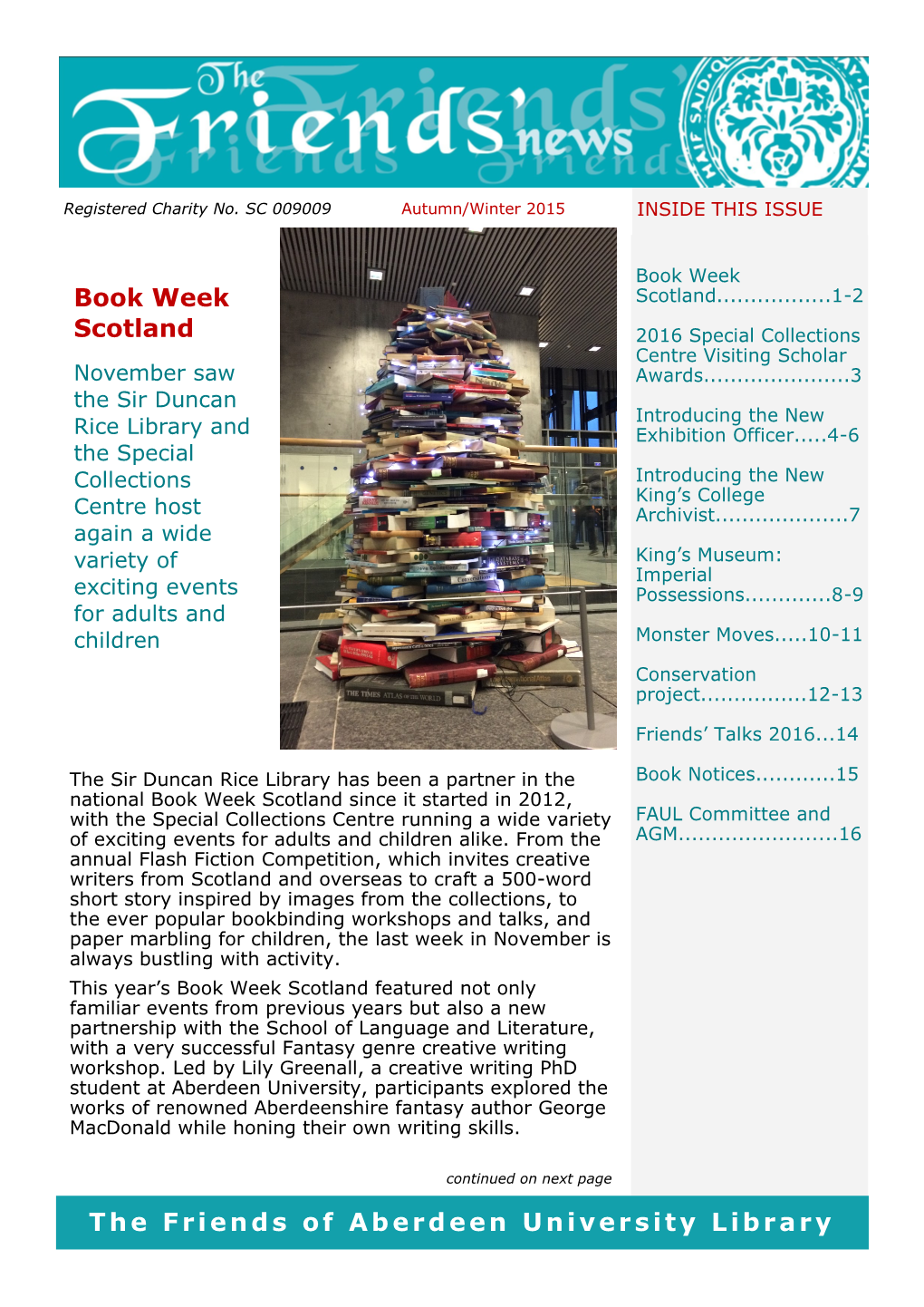 The Friends of Aberdeen University Library Book Week Scotland