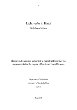 Light Verbs in Hindi