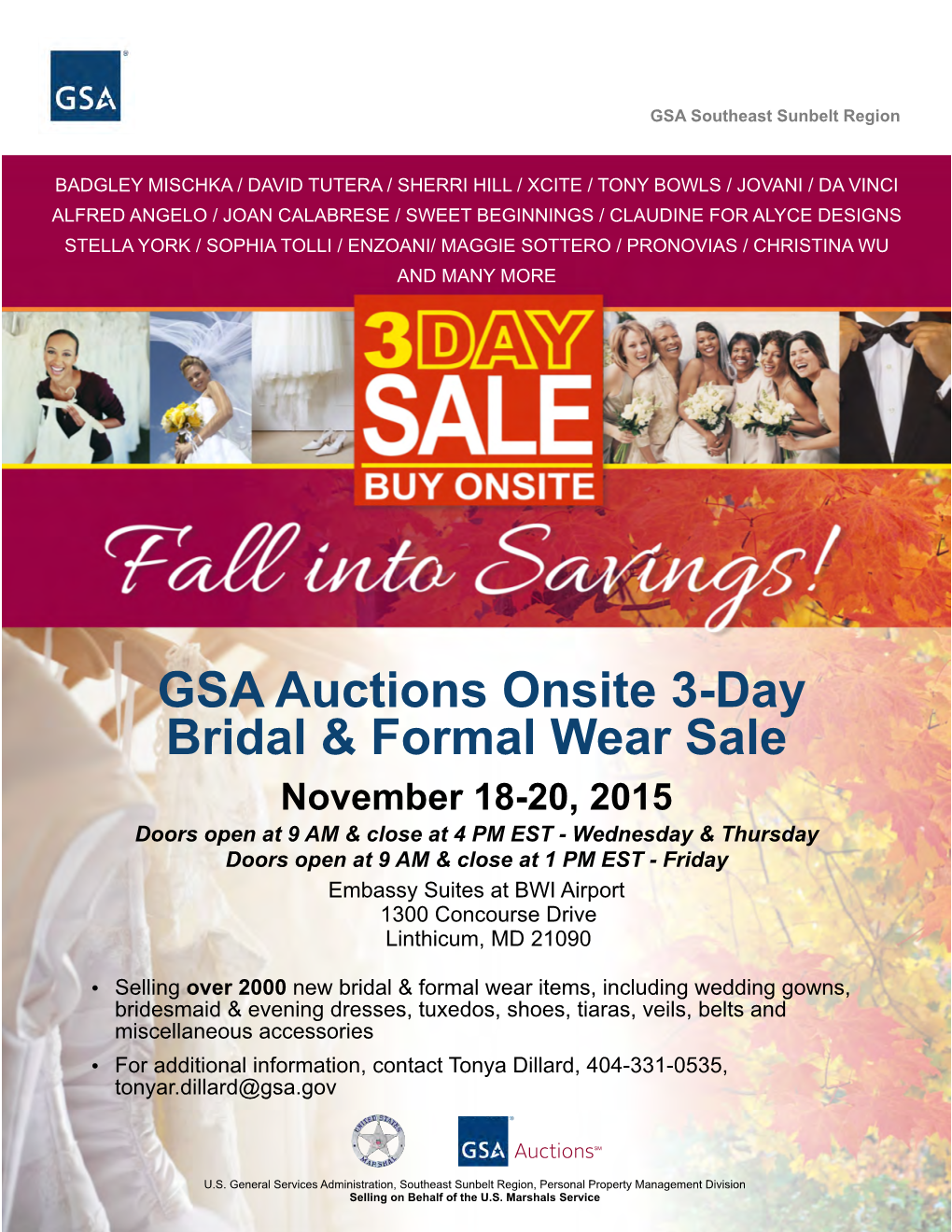 GSA Auctions Onsite 3-Day Bridal & Formal Wear Sale
