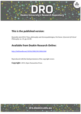 This Is the Published Version: Available from Deakin Research