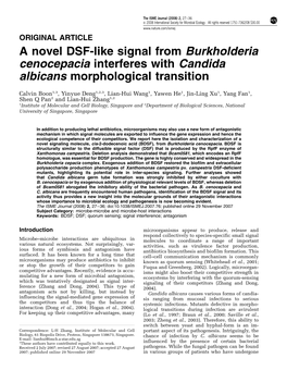 A Novel DSF-Like Signal from Burkholderia Cenocepacia Interferes with Candida Albicans Morphological Transition