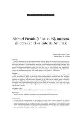 Manuel Posada (1858-1925), Maestro De Obras En El Oriente De Asturias1
