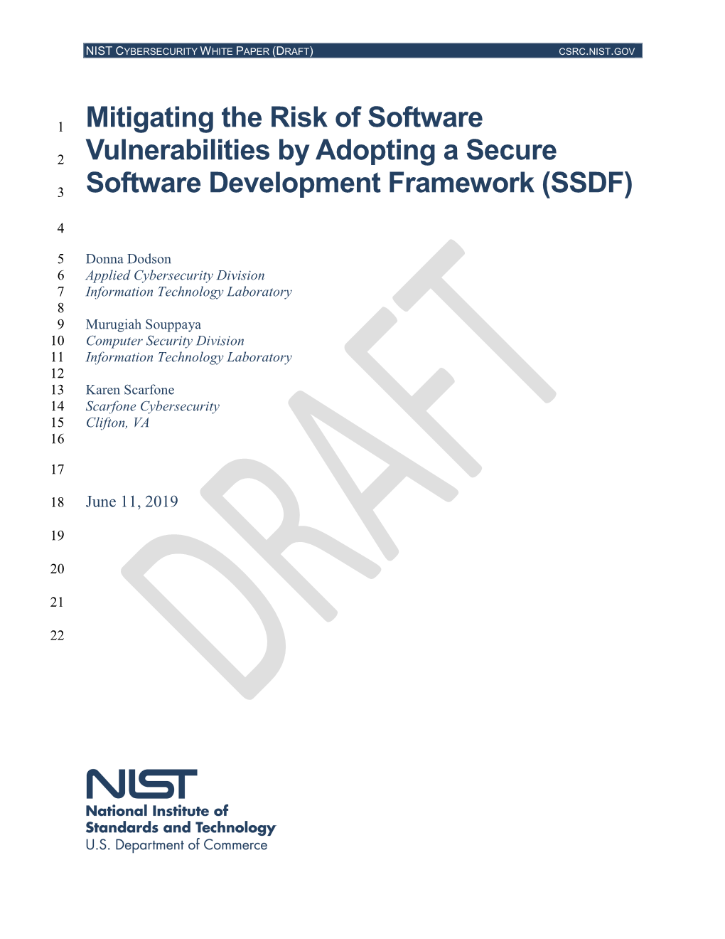 (Draft) Mitigating the Risk of Software Vulnerabilities by Adopting A