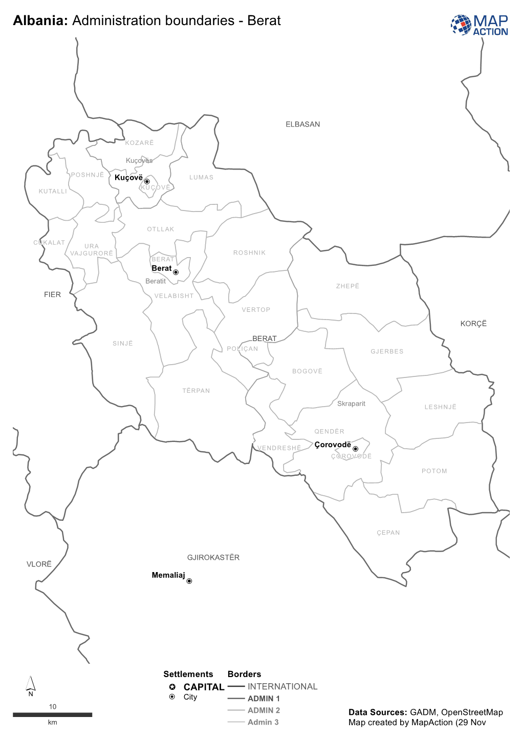 Albania: Administration Boundaries - Berat