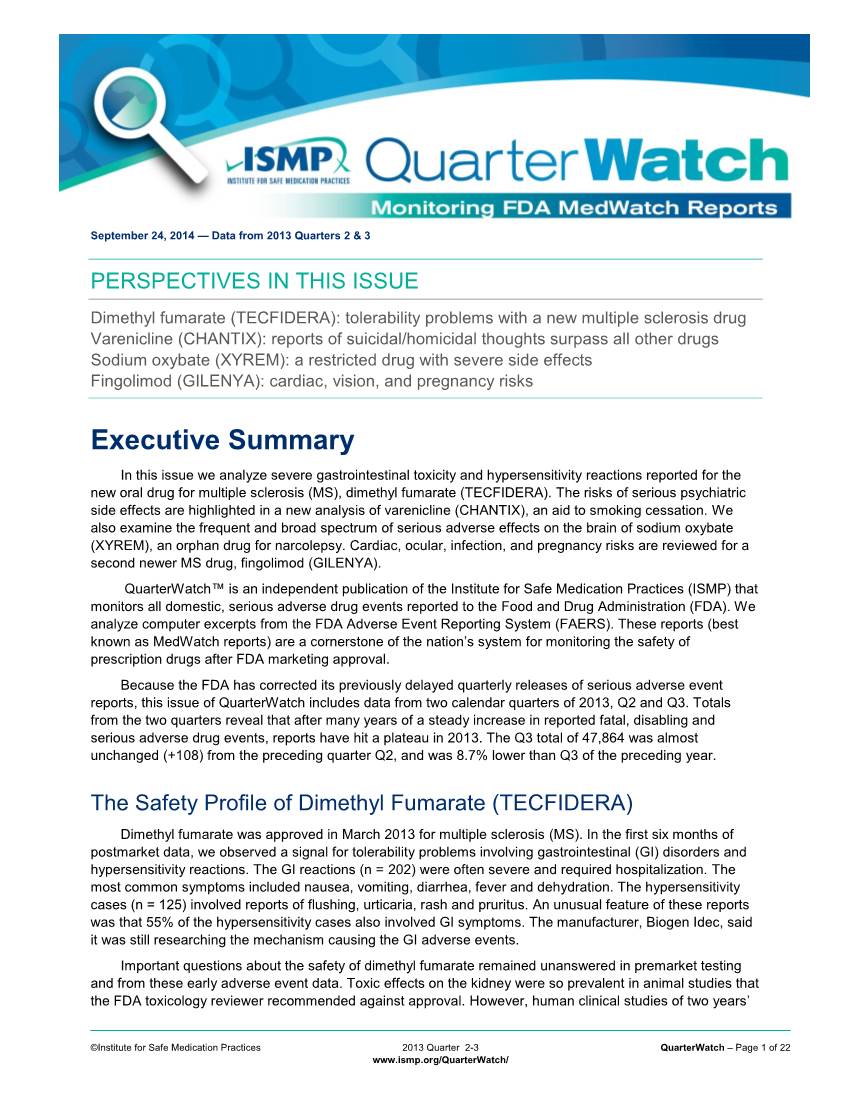 Quarterwatch: Data from 2013 Quarters 2 & 3