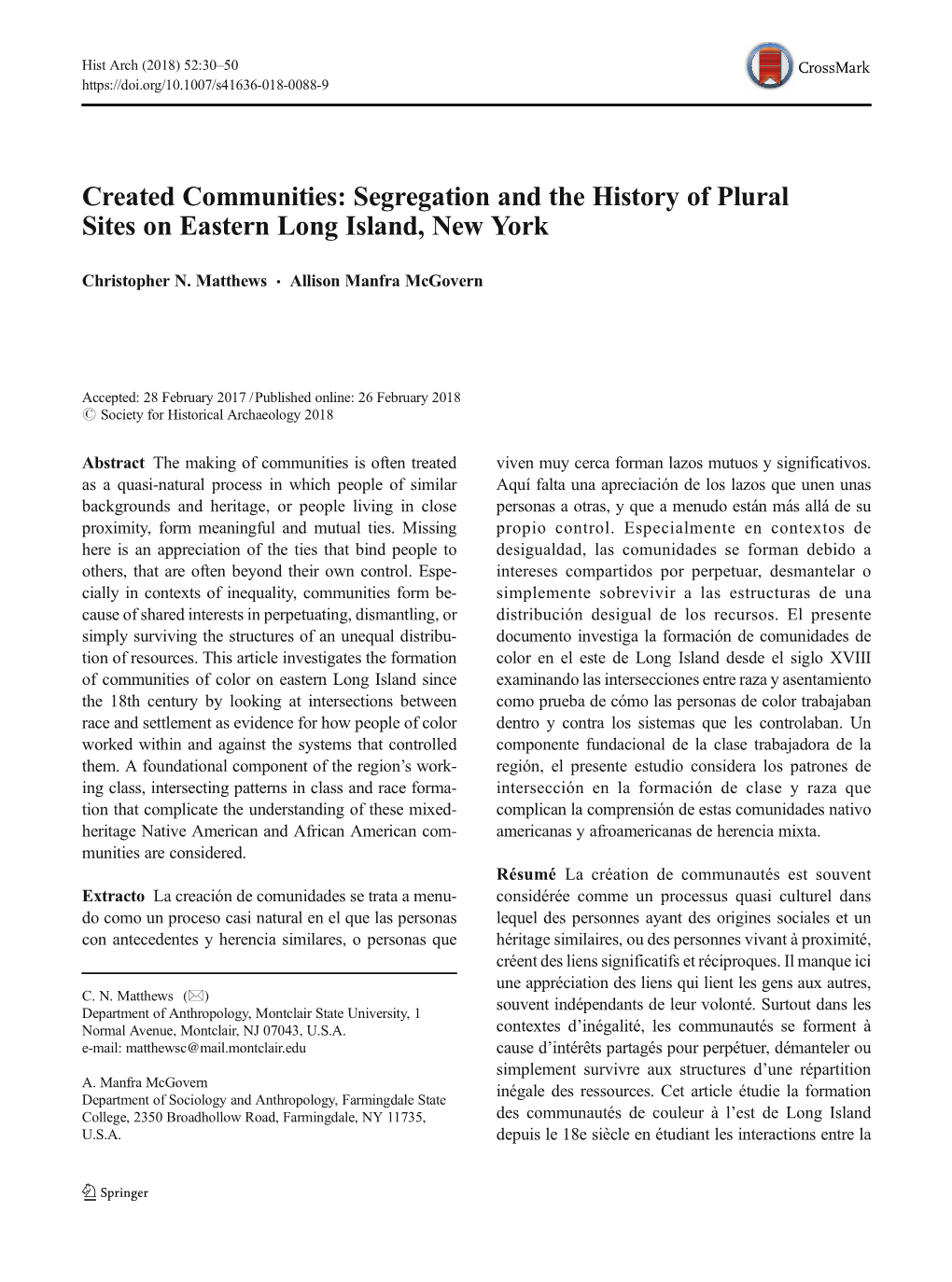 Created Communities: Segregation and the History of Plural Sites on Eastern Long Island, New York