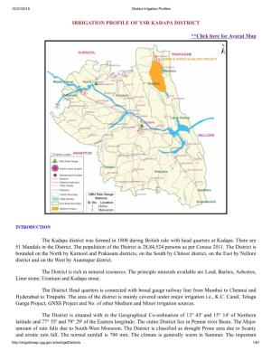 Irrigation Profile of Ysr Kadapa District