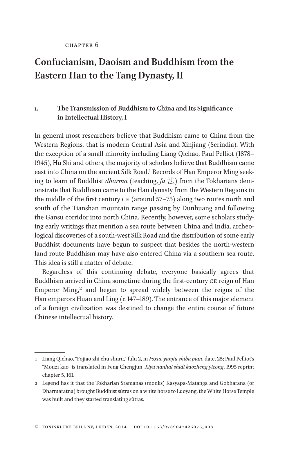 Confucianism, Daoism and Buddhism from the Eastern Han to the Tang Dynasty, II