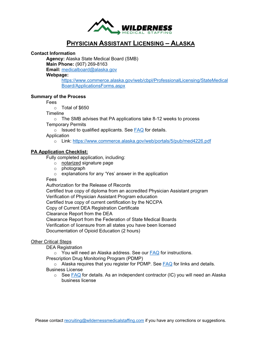 Physician Assistant Licensing – Alaska