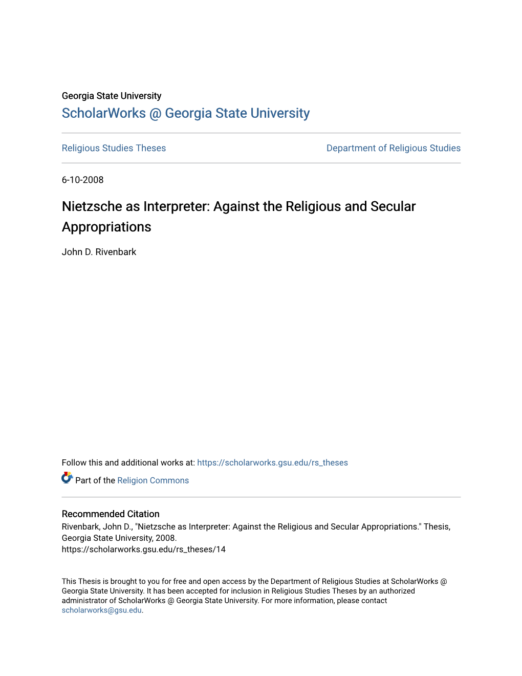 Nietzsche As Interpreter: Against the Religious and Secular Appropriations