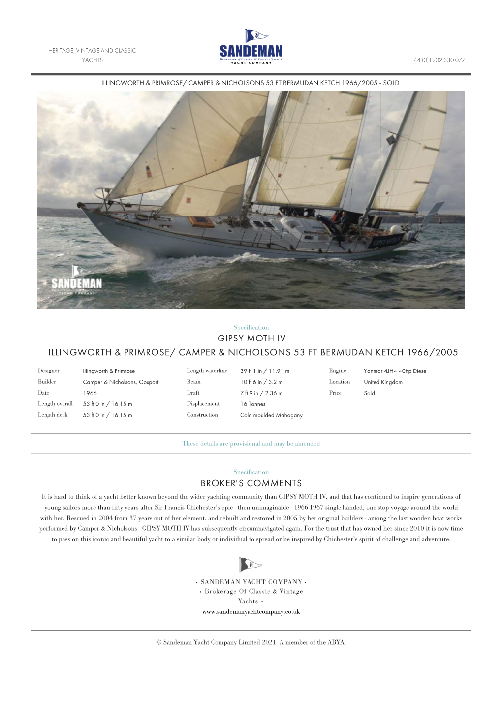 Camper & Nicholsons 53 Ft Bermudan Ketch