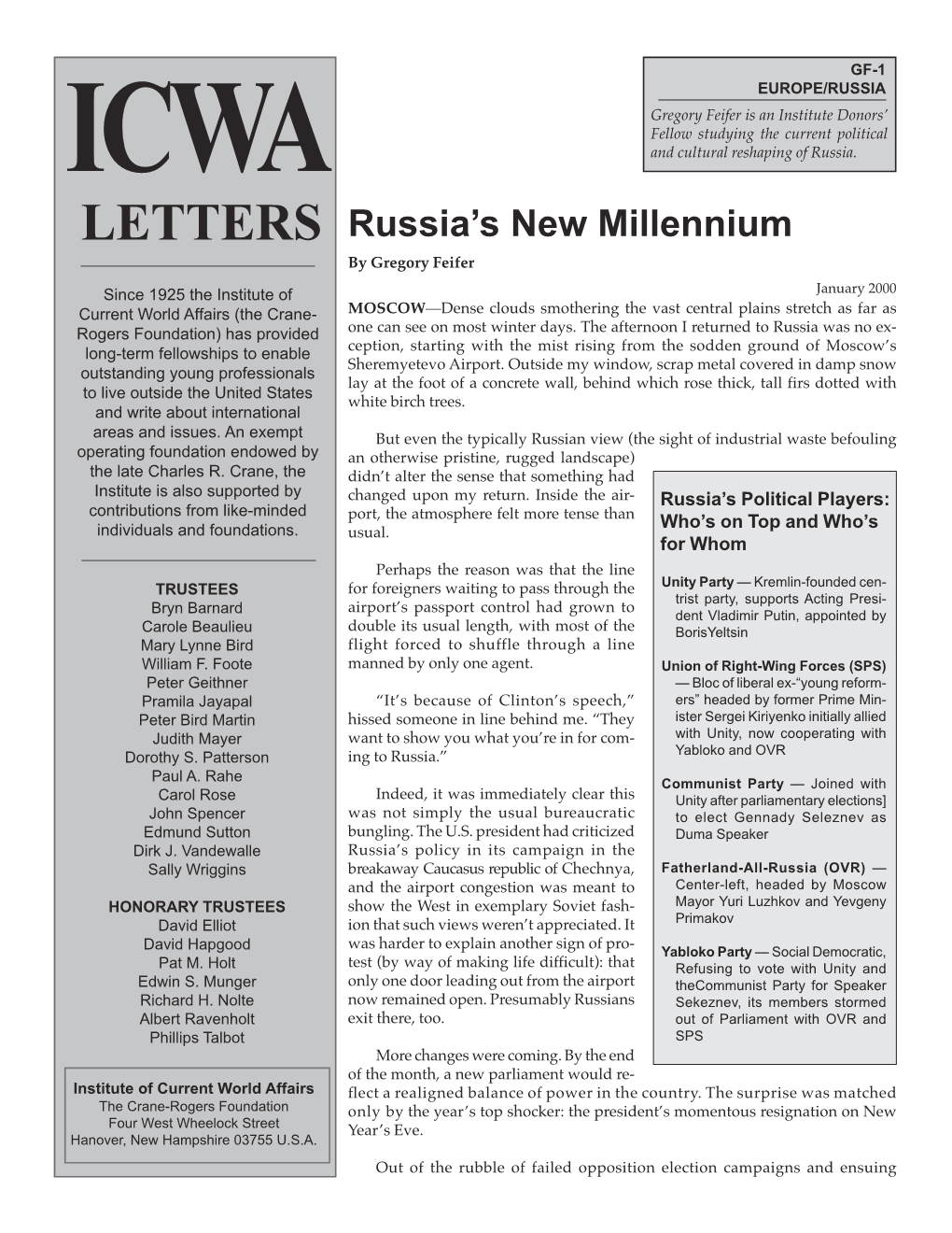Russia's New Mellennium