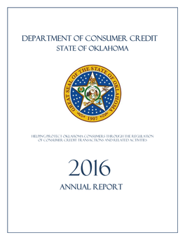 Department of Consumer Credit Annual Report