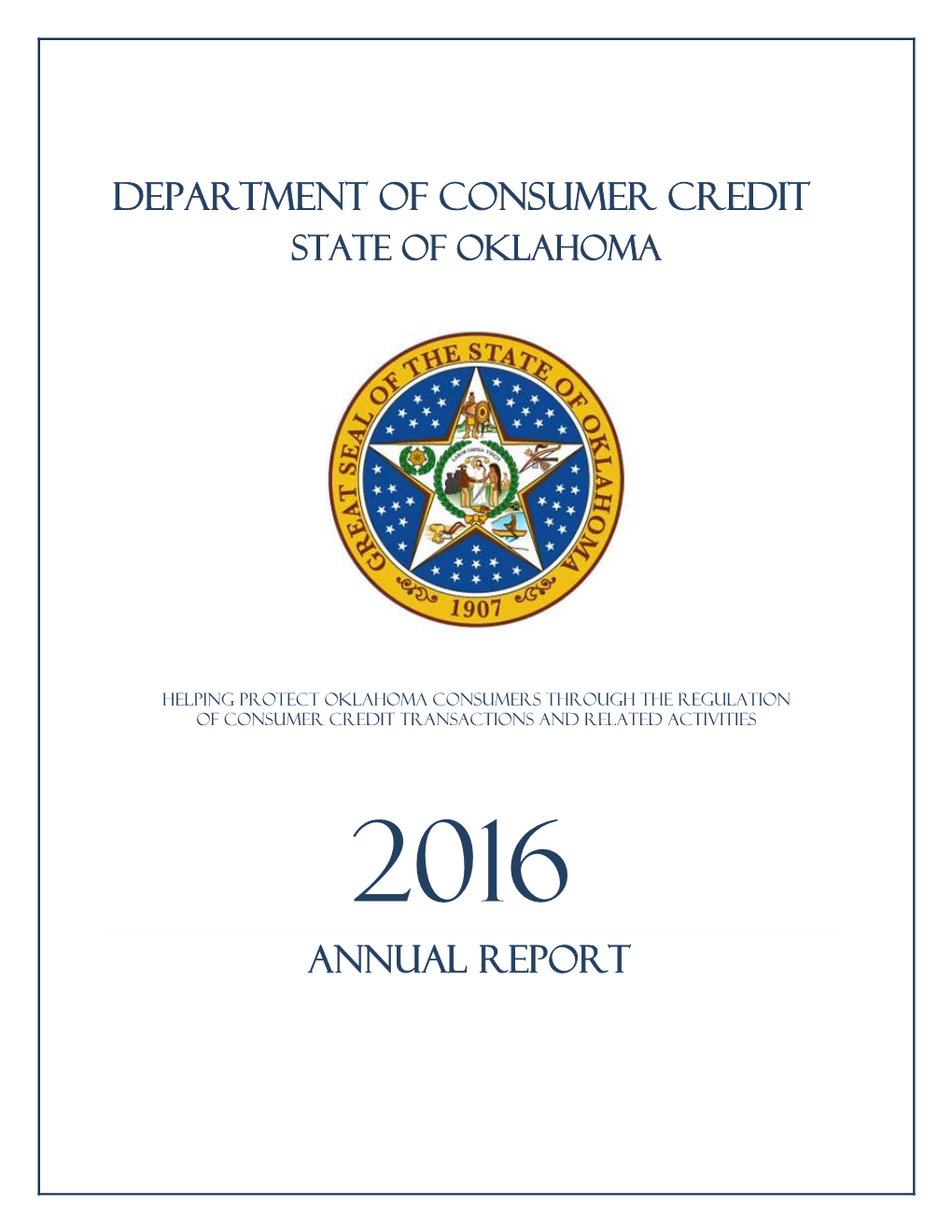 Department of Consumer Credit Annual Report