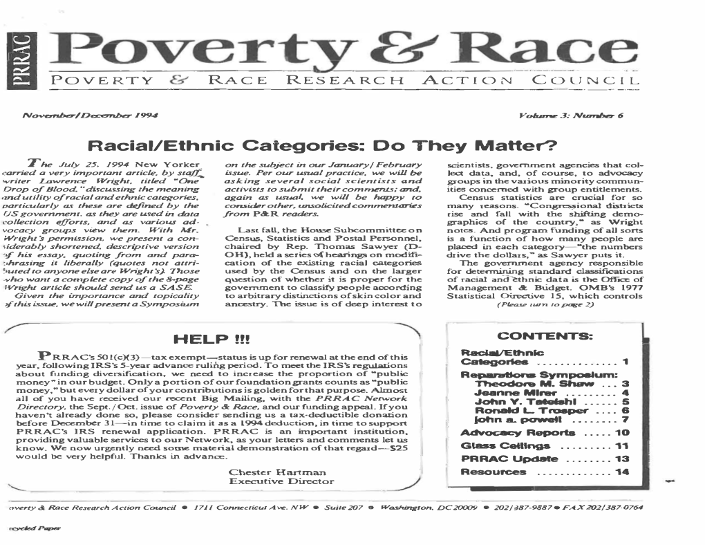 Racial/Ethnic Categories: Do They Matter?