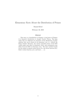 Elementary Facts About the Distribution of Primes